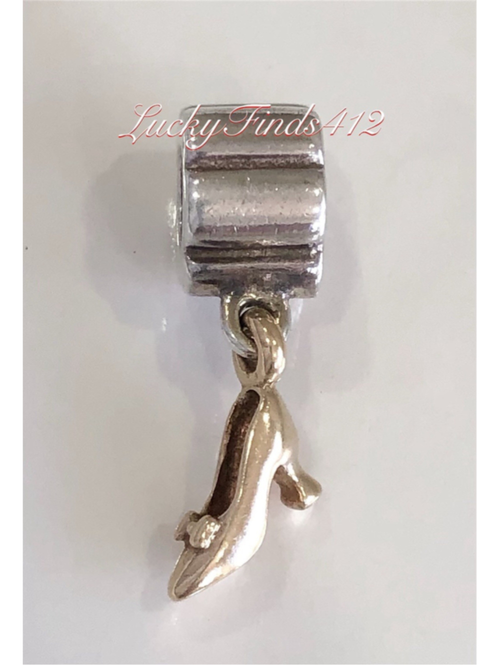 Authentic Pandora Stiletto High Heel Shoe Two Tone Dangle Charm Retired Pandora